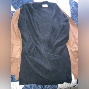 Long Knit Open Front Sweater mid weight with pockets - very cute casual office